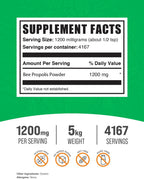 BulkSupplements Polvo de Propóleo de Abeja - Suplemento Natural, 1 kg (Paquete de 5)
