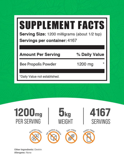BulkSupplements Polvo de Propóleo de Abeja - Suplemento Natural, 1 kg (Paquete de 5) – Image 2