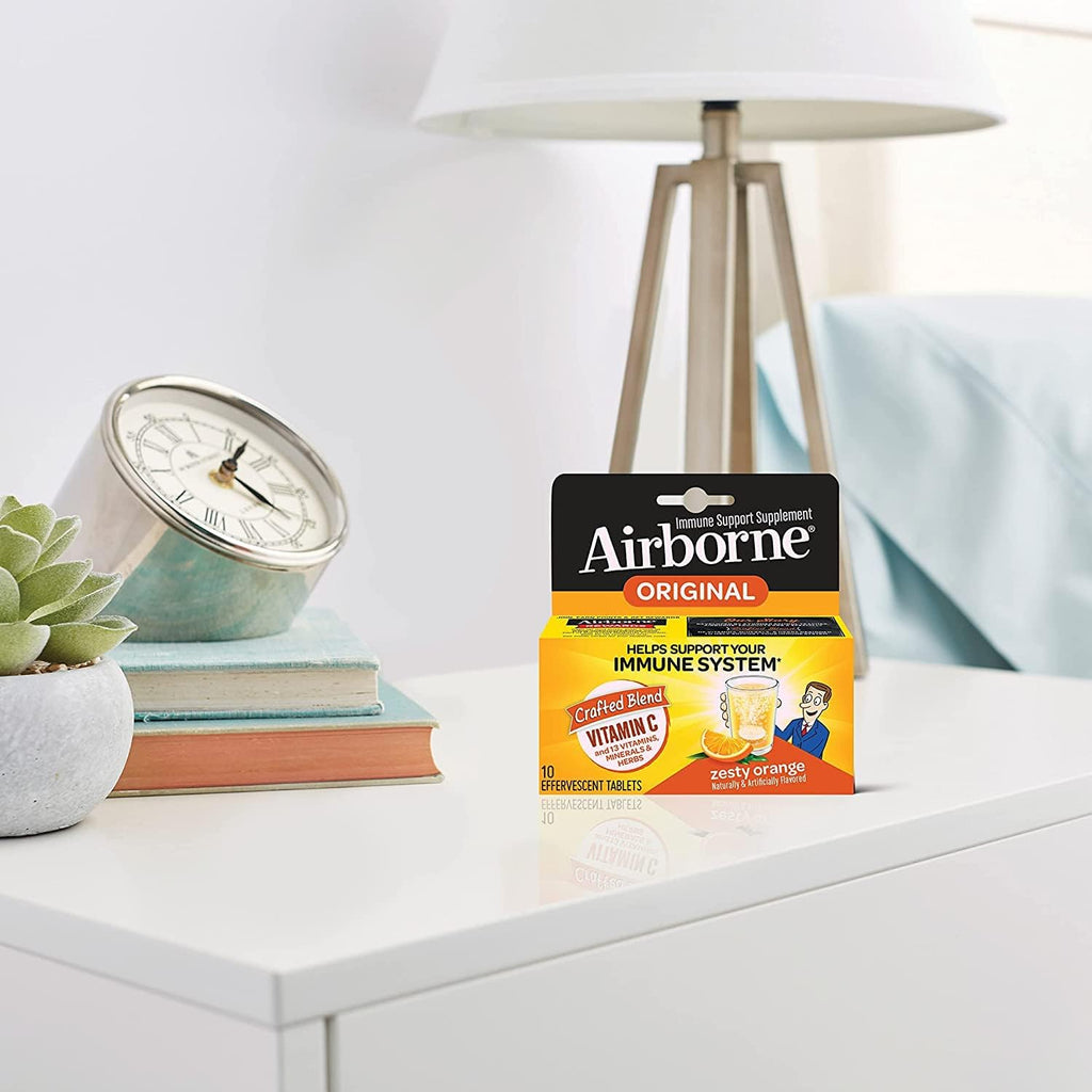 Airborne Vitamina C 1000 mg con Zinc - 30 Comprimidos Efervescentes Sabor Naranja