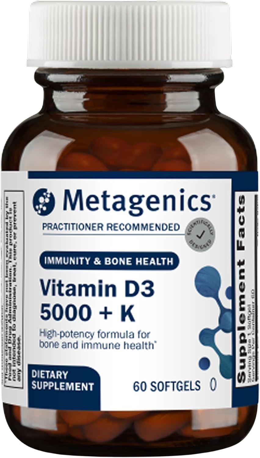 Metagenics Vitamina D3 y K2 10.000 UI con MK-7 – 60 Cápsulas Blandas