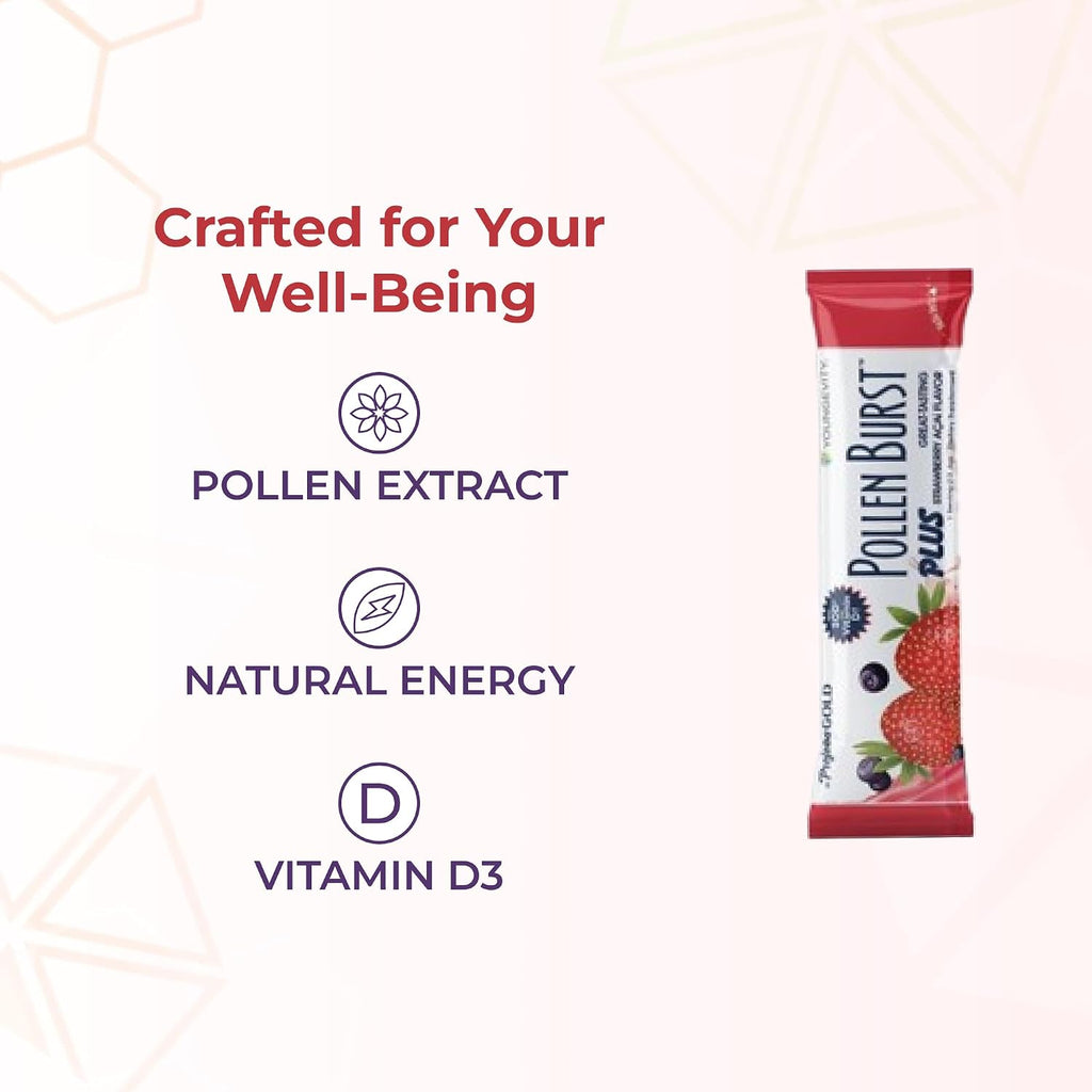 Youngevity Pollen Burst Energy Drink - Fresa Acai, 30 sobres