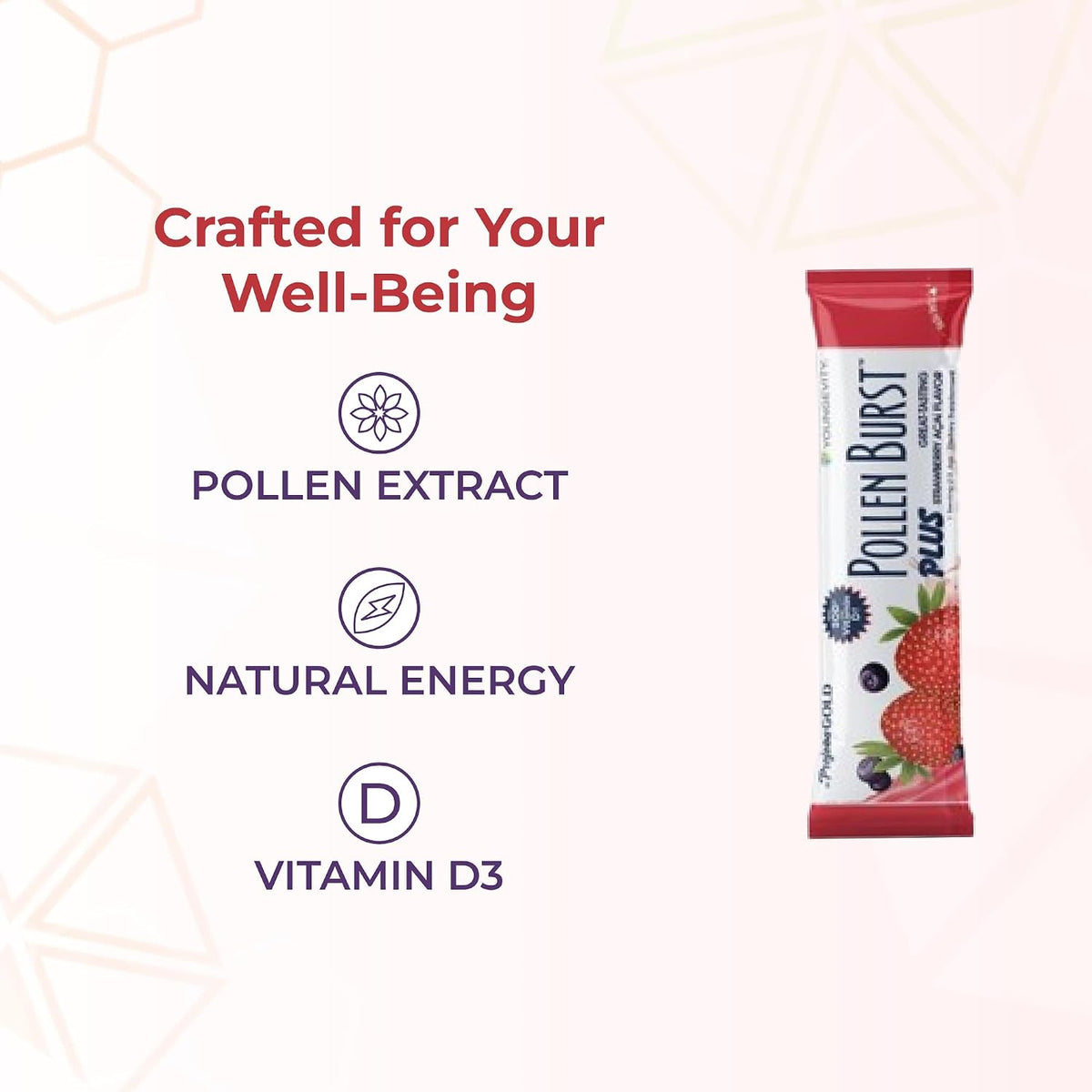 Youngevity Pollen Burst Energy Drink - Fresa Acai, 30 sobres – Image 5