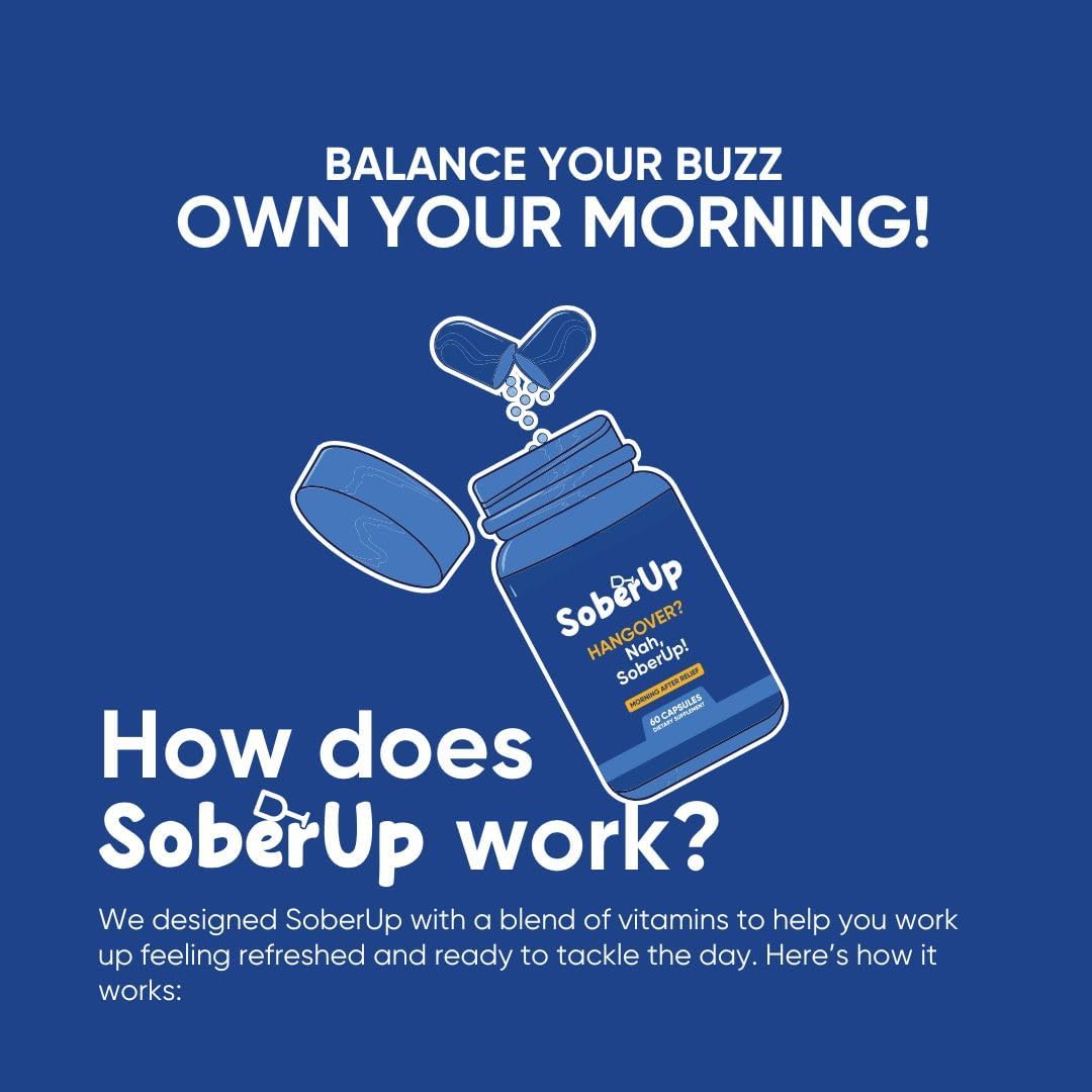 SoberUp Recovery Boost – Hidratación, Electrolitos, Antioxidantes, Mezcla Herbolaria – DHM, Cardo Mariano, Complejo B – Vegano – 60 Cápsulas