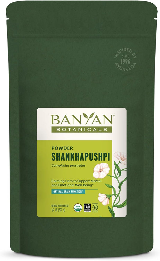 Banyan Botanicals Shankhapushpi en polvo – Ecológico – 227 g (½ lb)