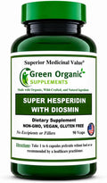 Green Organic Supplements Super Hesperidin con Diosmin y Naringin, Hecho a Mano, Sin OGM, Vegano y Sin Gluten
