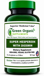 Green Organic Supplements Super Hesperidin con Diosmin y Naringin, Hecho a Mano, Sin OGM, Vegano y Sin Gluten