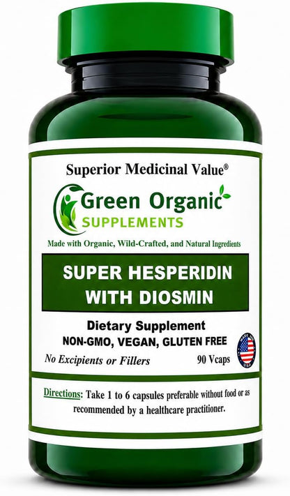 Green Organic Supplements Super Hesperidin con Diosmin y Naringin, Hecho a Mano, Sin OGM, Vegano y Sin Gluten – Image 1