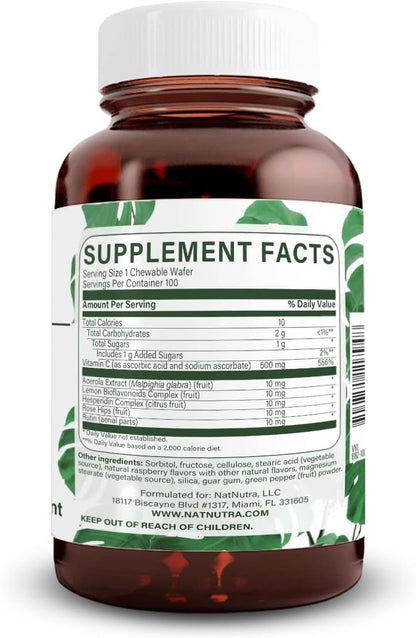 Natural Nutra Vitamina C 500 mg | Obleas Masticables Veganas | 100 Unidades – Image 2