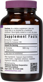 Bluebonnet L-Tirosina 500 mg, 100 Cápsulas Vegetales