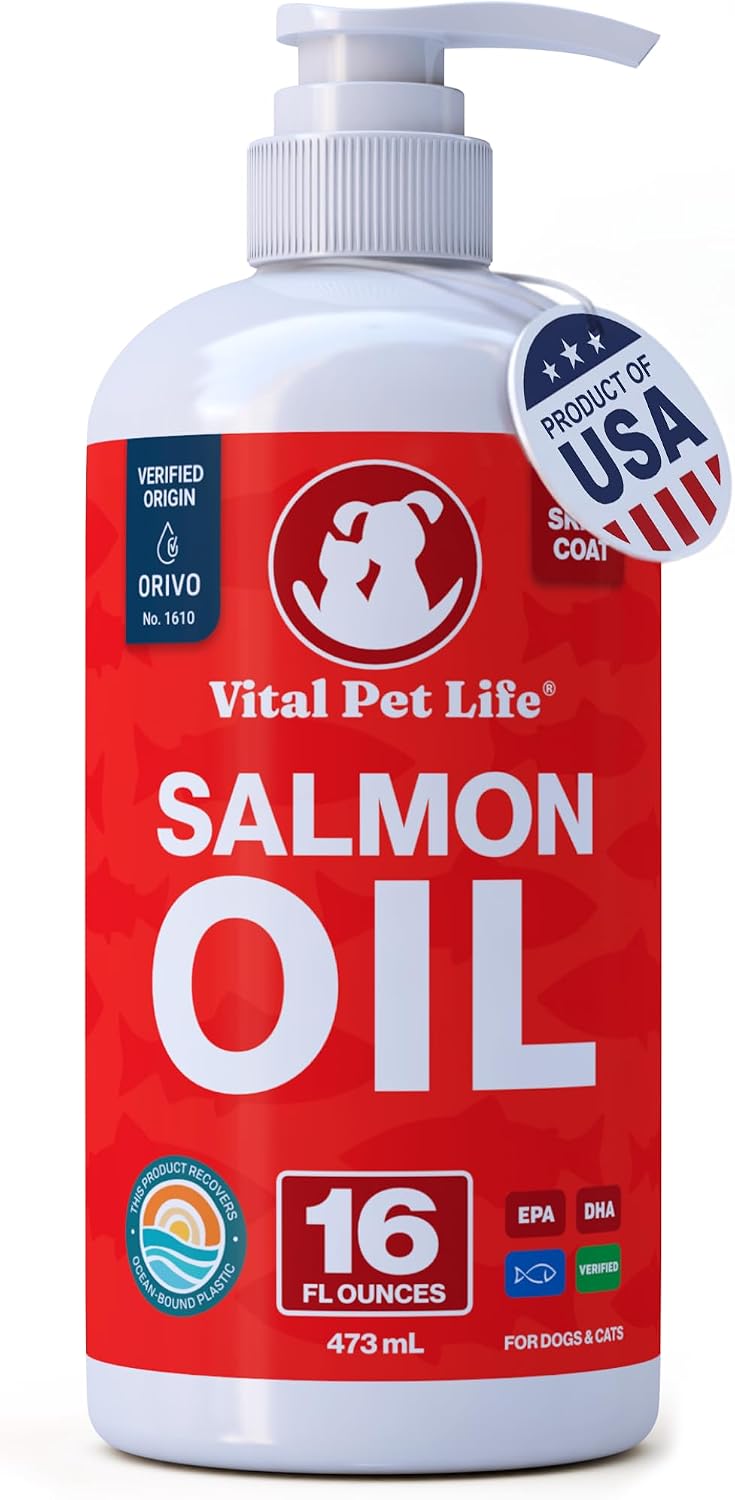 Aceite de Salmón para Perros y Gatos - Omega 3 EPA DHA - Apoyo para Piel, Pelo, Articulaciones e Inmunidad - 473 ml