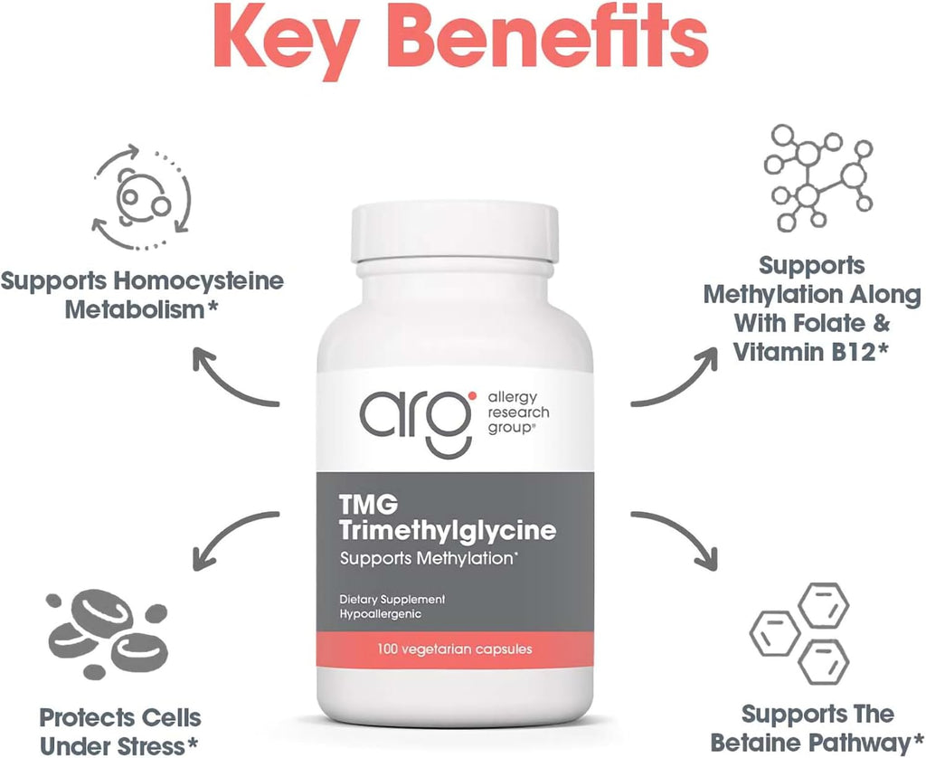 Trimetilglicina (TMG) 750 mg – Allergy Research Group – 100 Cápsulas