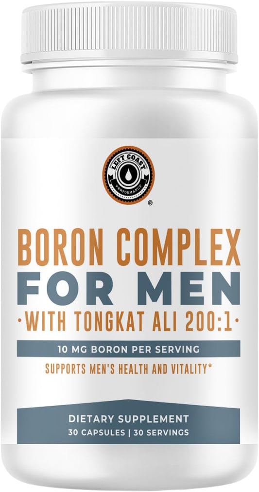 Left Coast Performance Boro con Tongkat Ali, Vitamina D3 y Zinc Picolinato - 10mg Boro, 30mg Zinc - 30 Cápsulas
