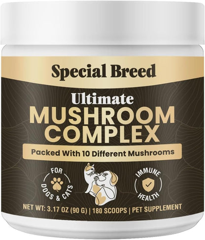 Mushroom Powder for Dogs & Cats - Organic Mushroom Complex for Immune Support, Cognition, Vitality - Ten Mushroom Supplement – Image 1