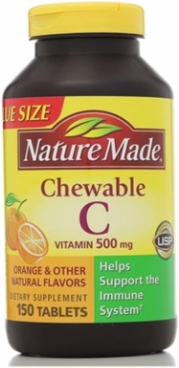 Nature Made Vitamin C 500 mg Chewable Tablets (Pack of 5 x 150 count)