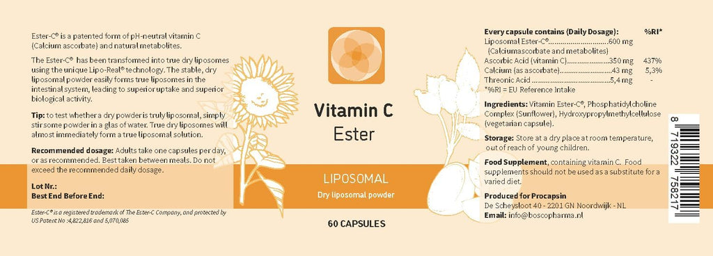 Procapsin Liposomal Ester C – Vitamina C Ester en Forma Liposomal (60 Cápsulas)