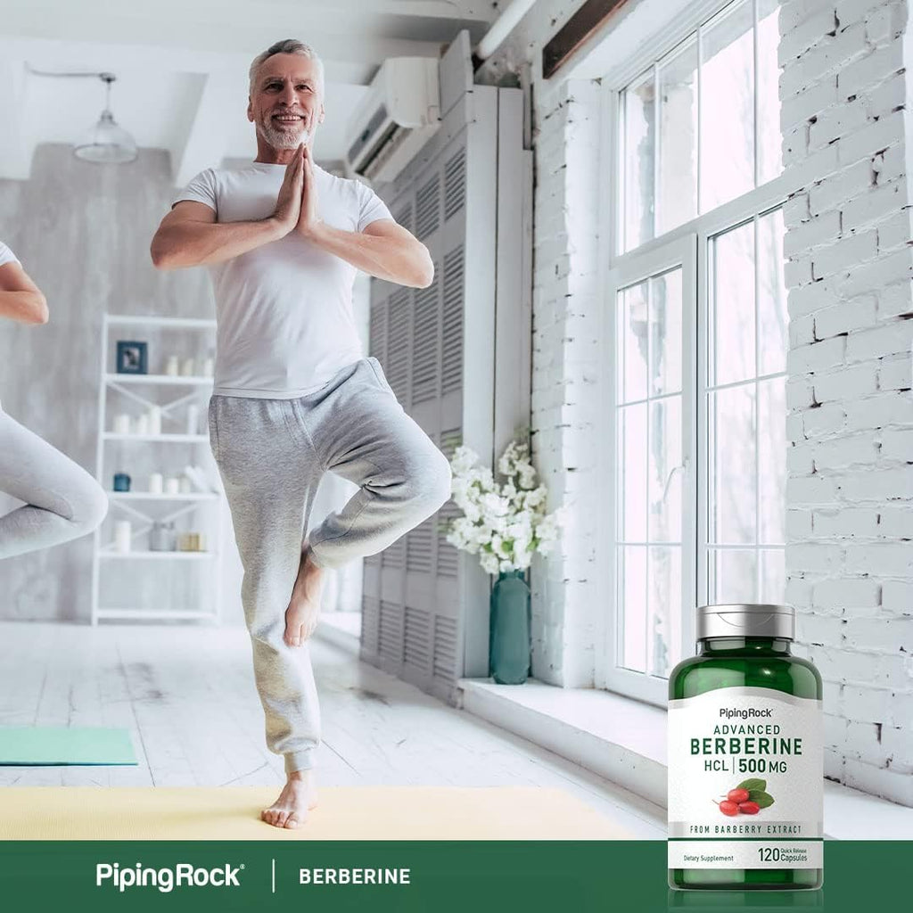 Piping Rock Berberina HCL Cápsulas 500mg - 120 Cápsulas - Extracto de Berberina - No Transgénico, Sin Gluten