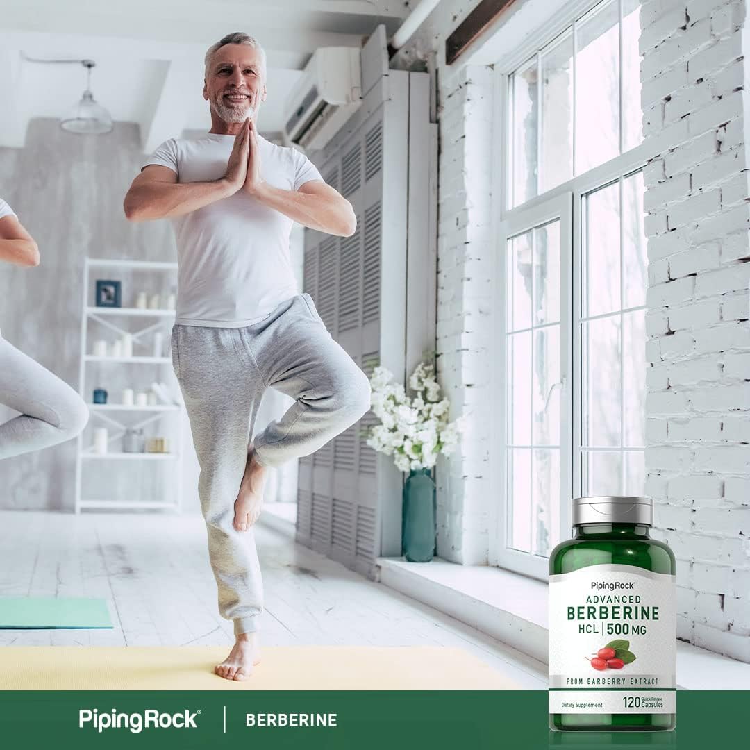 Piping Rock Berberina HCL Cápsulas 500mg - 120 Cápsulas - Extracto de Berberina - No Transgénico, Sin Gluten