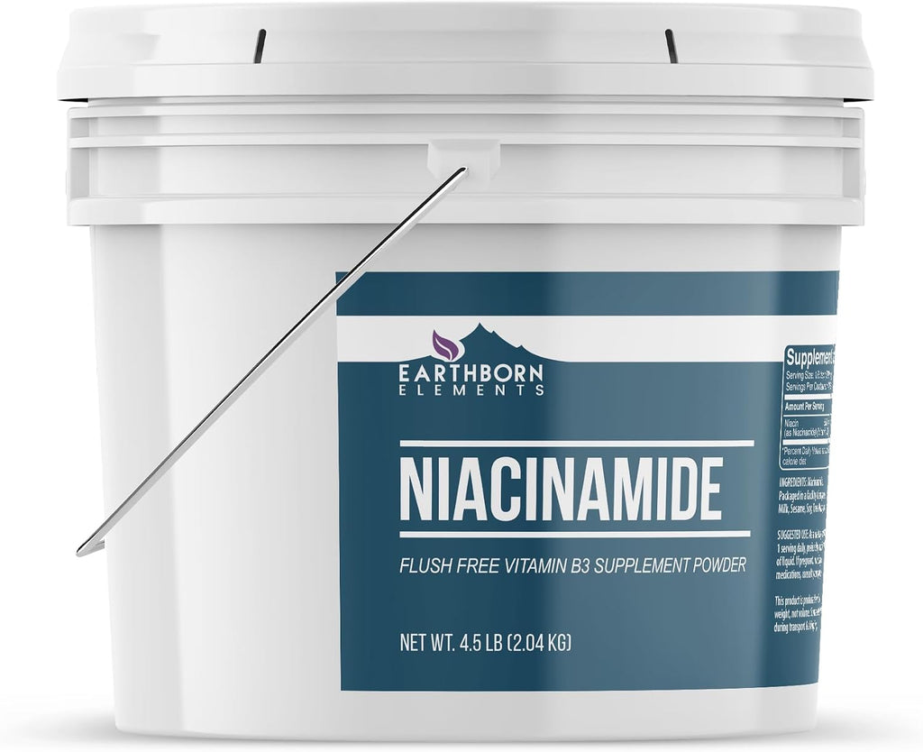Earthborn Elements Niacinamida 1 Galón, Vitamina B3 Sin Enrojecimiento, Polvo Puro