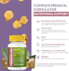 Noor Vitamins Vitaminas Prenatales Halal con DHA y Ácido Fólico, Jengibre, Hierro, 90 Cápsulas Blandas