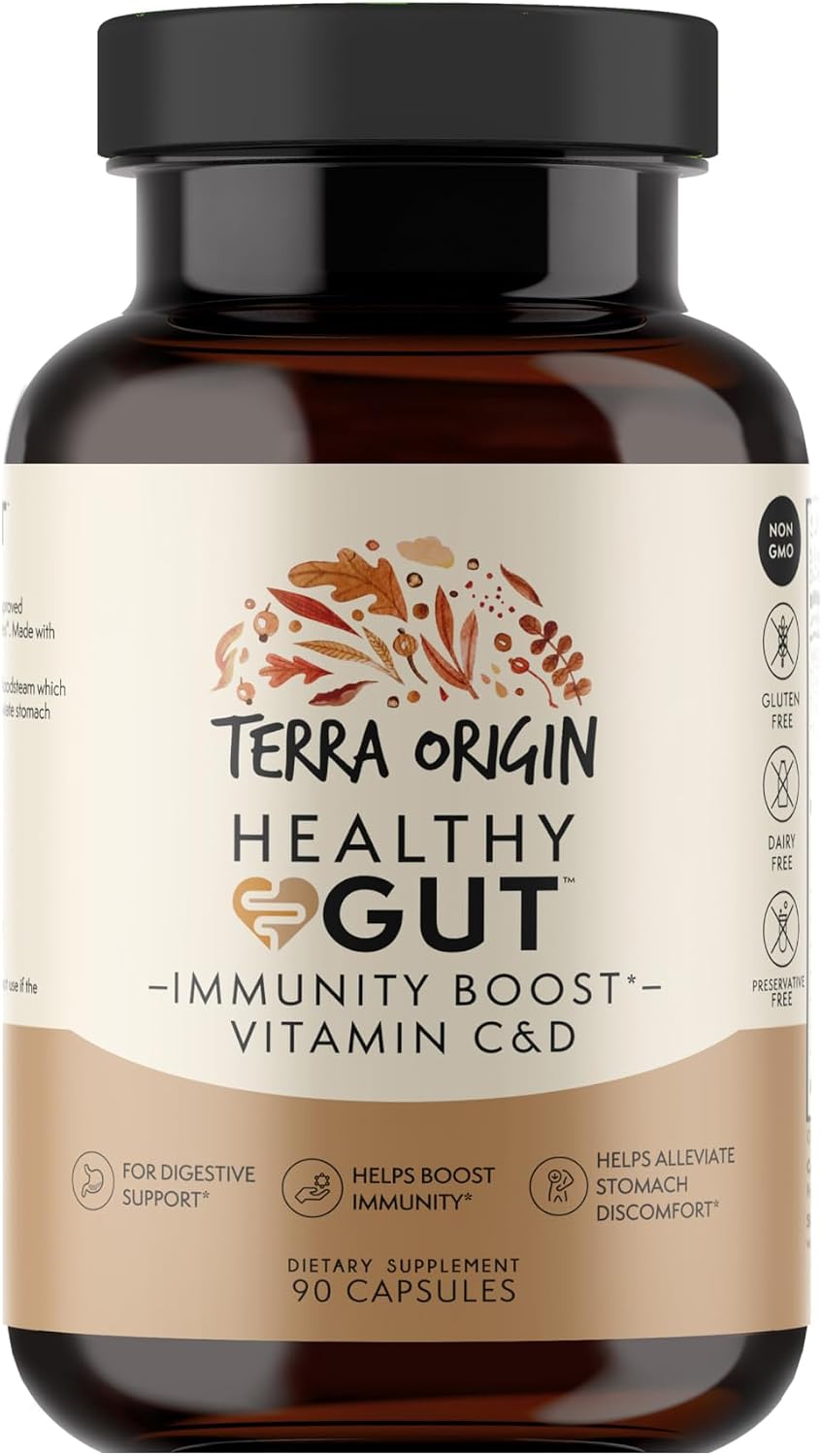 TERRA ORIGIN Healthy Gut Cápsulas para la Salud Intestinal con Refuerzo Inmunitario - 90 Cápsulas