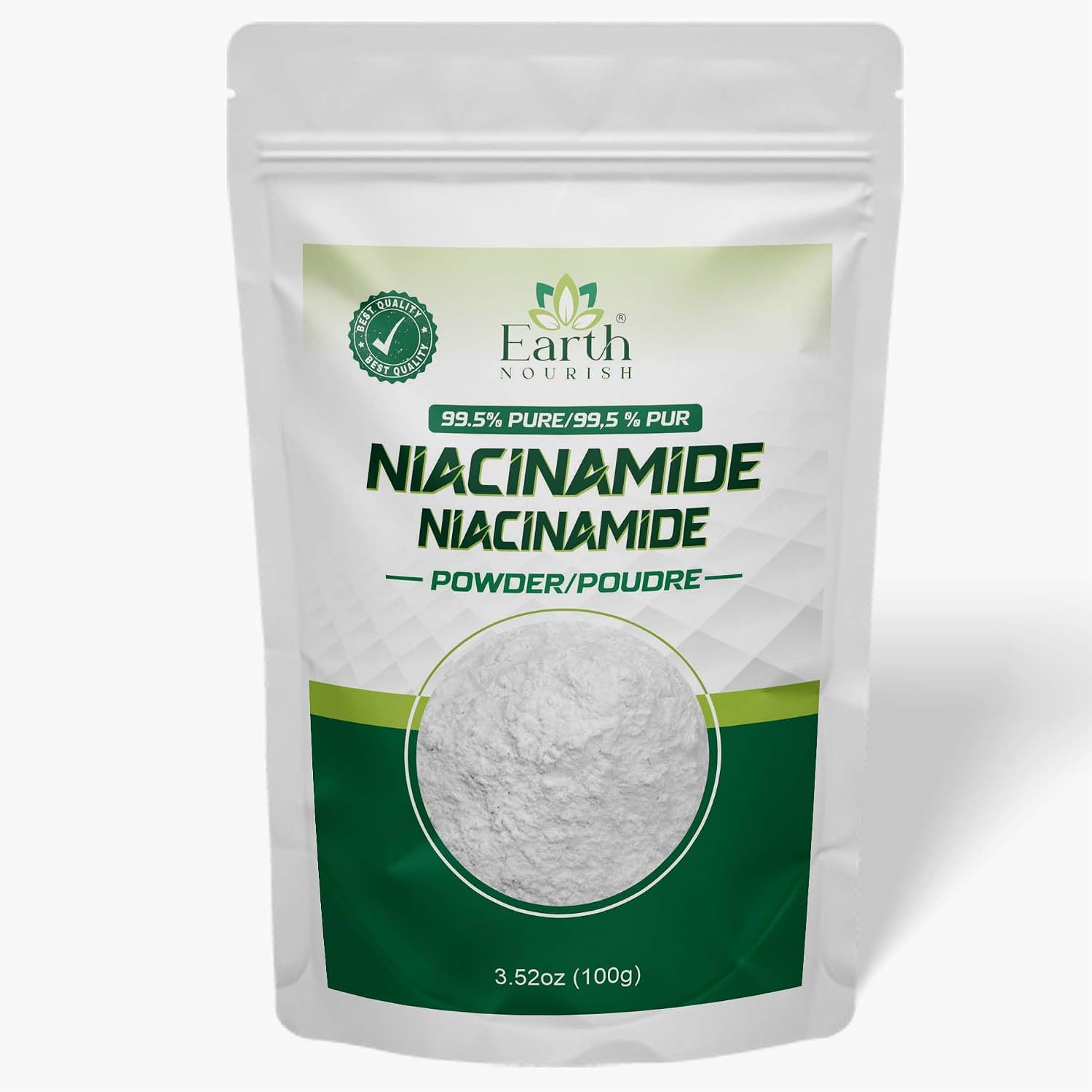 Earth Nourish Niacinamide Powder 3.52 oz / 100g – Grado Cosmético para DIY