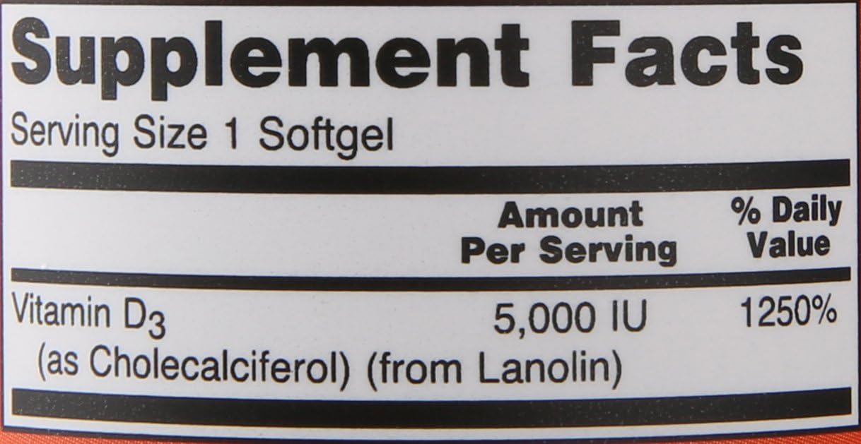 NOW Vitamin D-3 5.000 UI, 120 Cápsulas Blandas