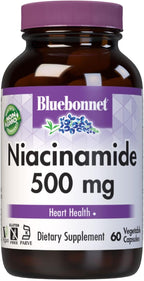 Bluebonnet Nutrition Niacinamida 500 mg - 60 Cápsulas Vegetales - Sin Soja, Sin Gluten, Vegano, No GMO