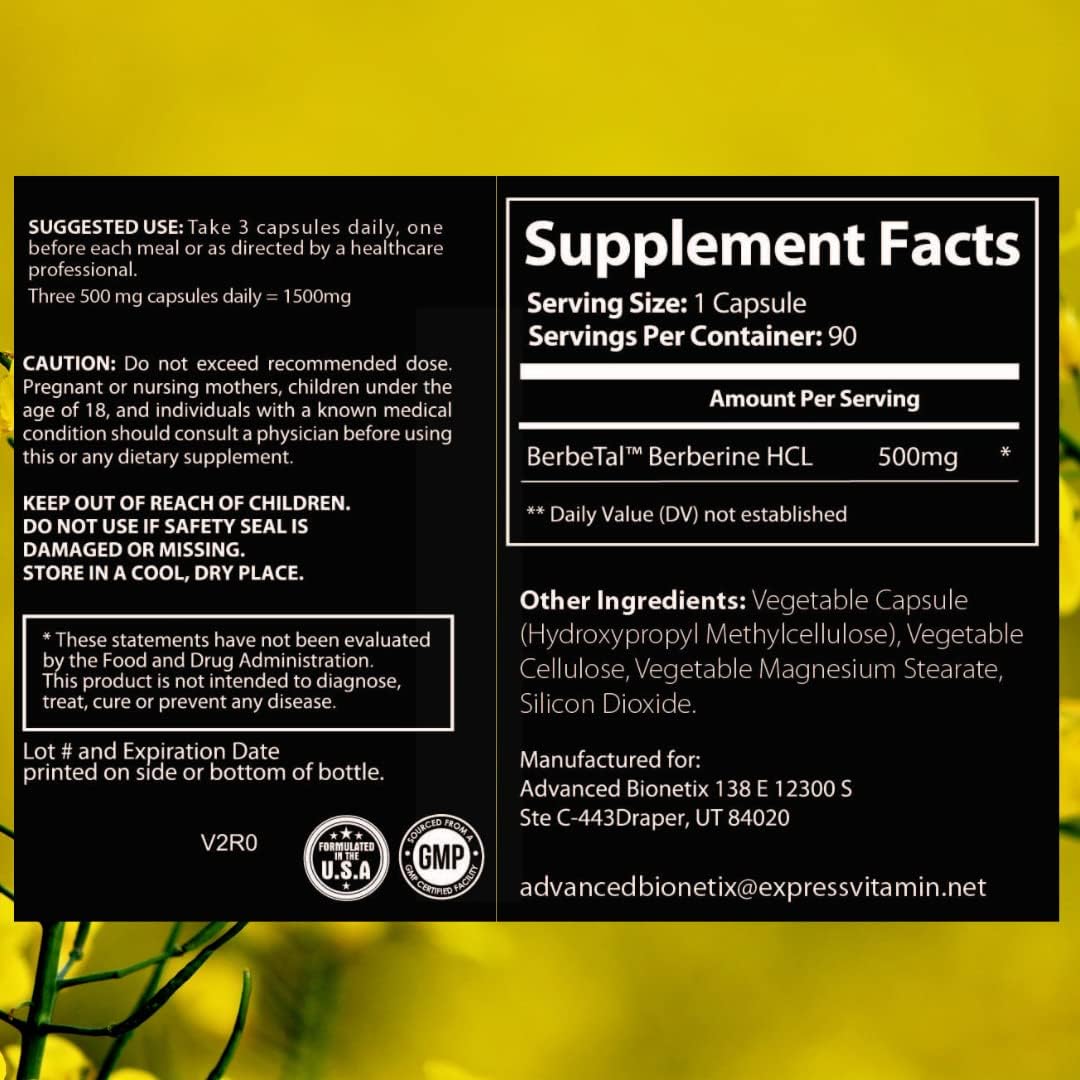 Advanced Bionetix Berberina 1500mg Micronizada con BerbeTal™ | 90 Cápsulas