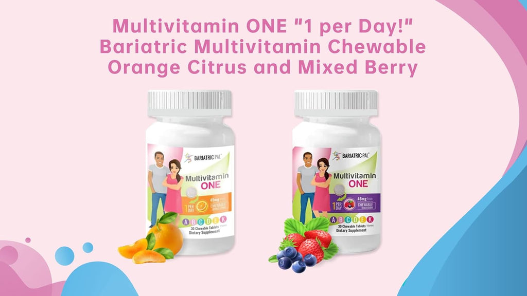 BariatricPal Multivitamin ONE - Multivitamínico Masticable con 45mg de Hierro, Sabor Mixed Berry, 30 Comprimidos