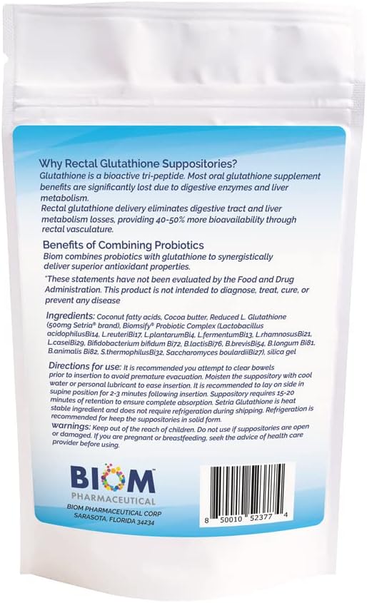 Supositorio de Glutatión Reducido 500mg (Setria) + Probióticos - Alta Potencia y Biodisponibilidad