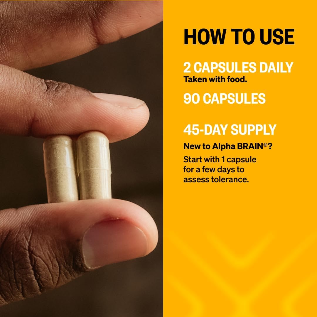 ONNIT Alpha Brain Cápsulas Nootrópicas para Hombres y Mujeres, Memoria, Enfoque y Claridad Mental, con L-Theanina y Vitamina B6, 90 Cápsulas Cada Una, Paquete de 3 (270 Cápsulas)