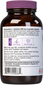 Bluebonnet Nutrition L-Cysteine 500mg – Free-Form Amino Acid, Soy-Free, Gluten-Free, Non-GMO, Vegan, 60 Vegetable Capsules