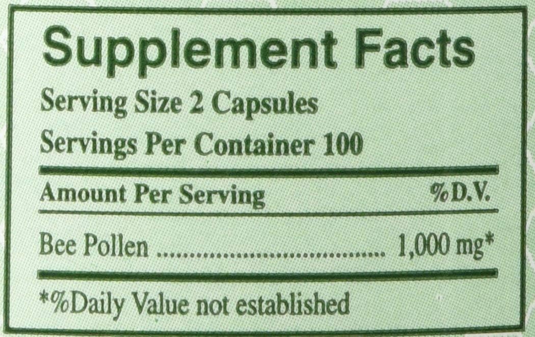 YS Organics Polen de Abeja - 200 Cápsulas (Paquete de 2)