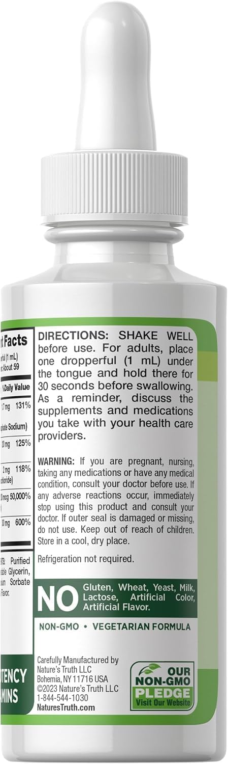 Complejo B Líquido Sublingual con B-12 Sabor Natural Arándano - 2 frascos de 59 ml