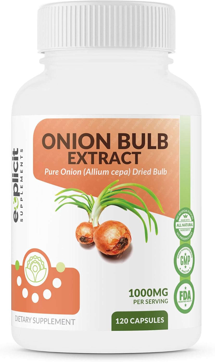 Extracto de Cebolla Natural 1000mg - Bulbo de Cebolla Seca (Allium Cepa) - 120 Cápsulas