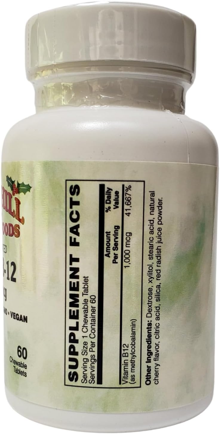 Holly Hill Health Foods Coenzymated Methyl B-12 1000 mcg - 60 Comprimidos Sabor Cereza
