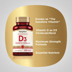 Piping Rock Vitamina D3 10000 UI | 250 mcg | 250 Cápsulas Blandas | Alta Potencia | Sin OGM y Sin Gluten