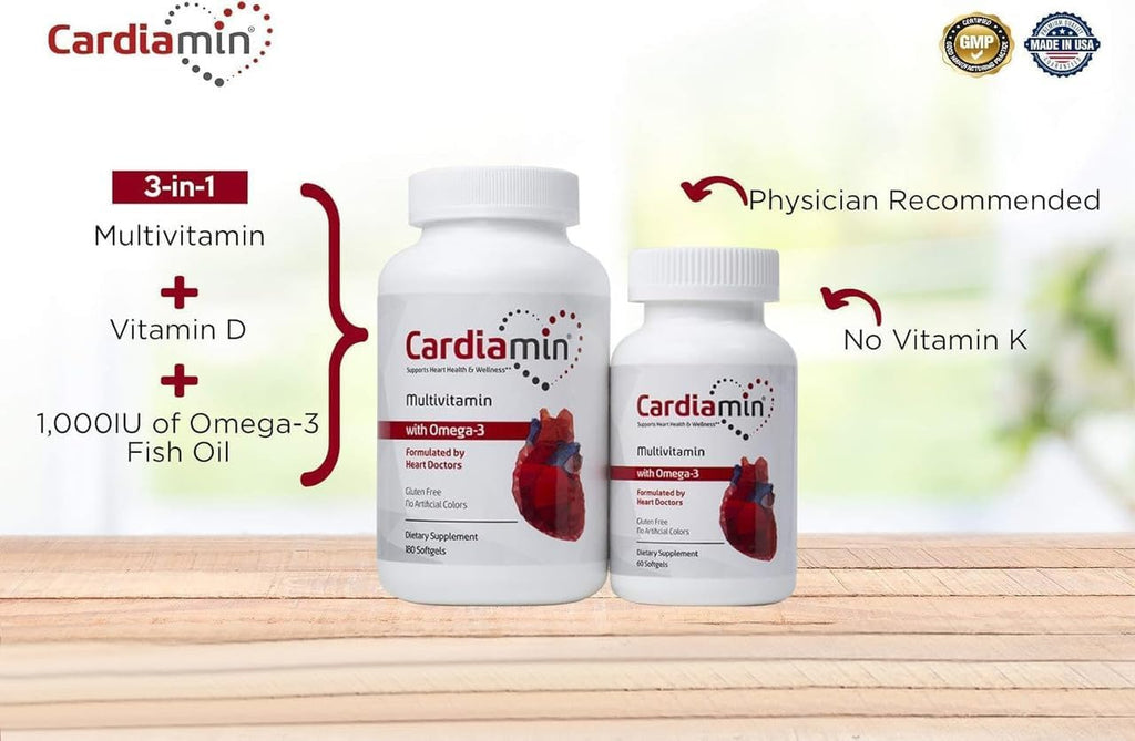 Cardiamin Multivitamínicos Bienestar General 60 Cápsulas Blandas, Suministro para 30 Días