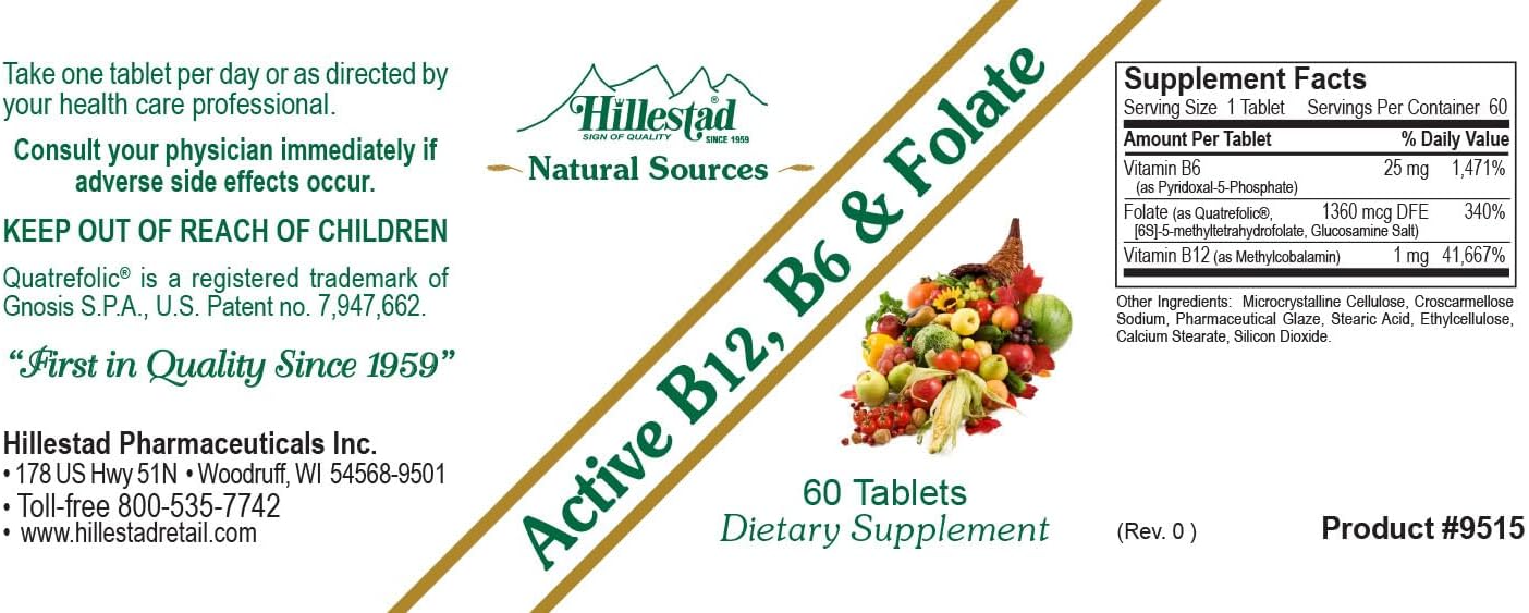 Hillestad Pharmaceuticals Active B12, B6 y Folato
