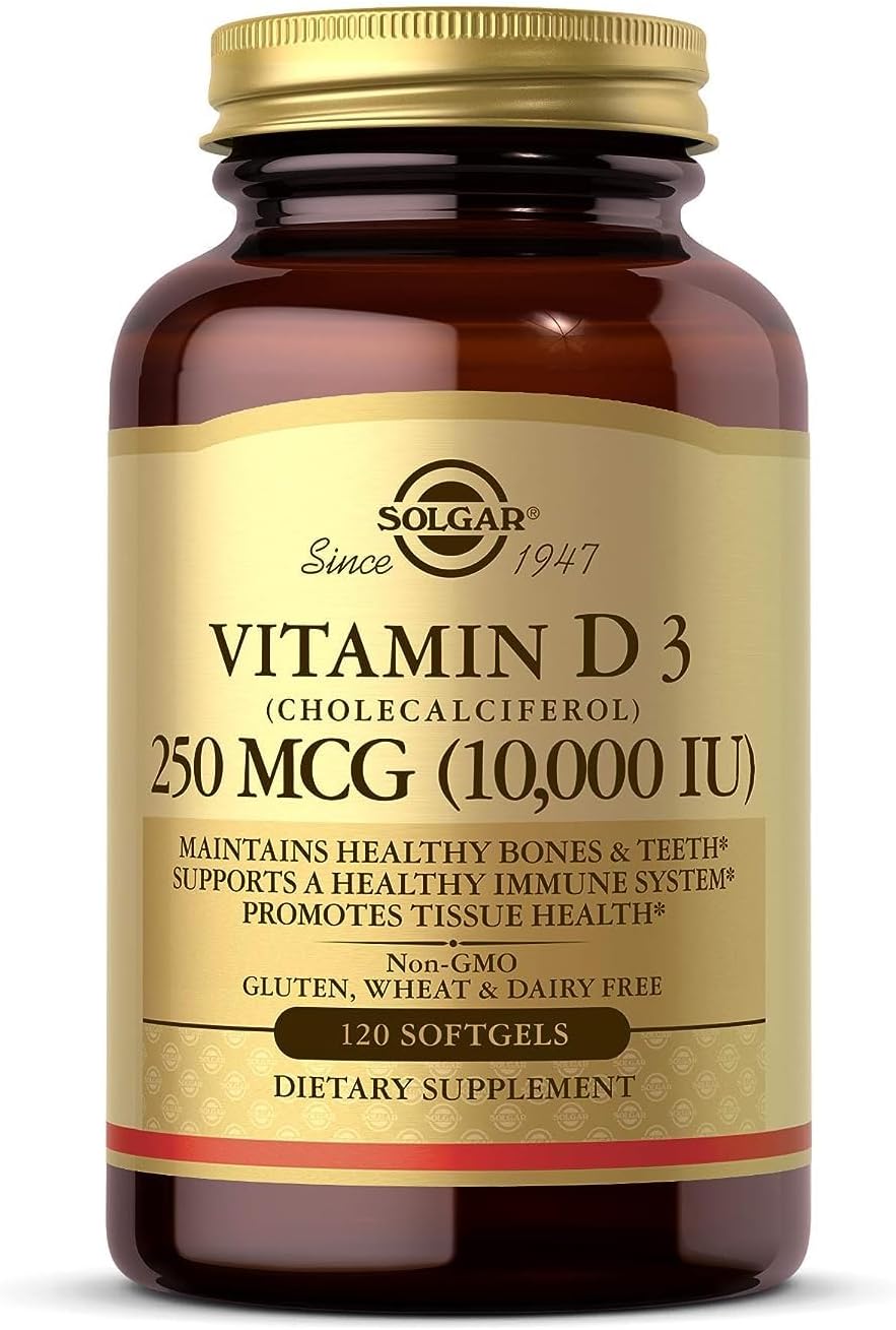 Solgar Vitamina D3 (Colecalciferol) 250 mcg (10.000 UI), 120 Cápsulas Blandas