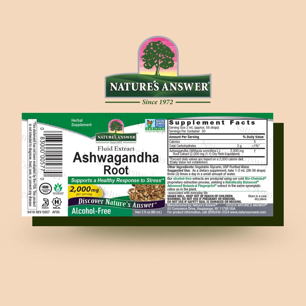 Nature's Answer Ashwagandha Raíz | Extracto Líquido 2 oz (3 Pack)