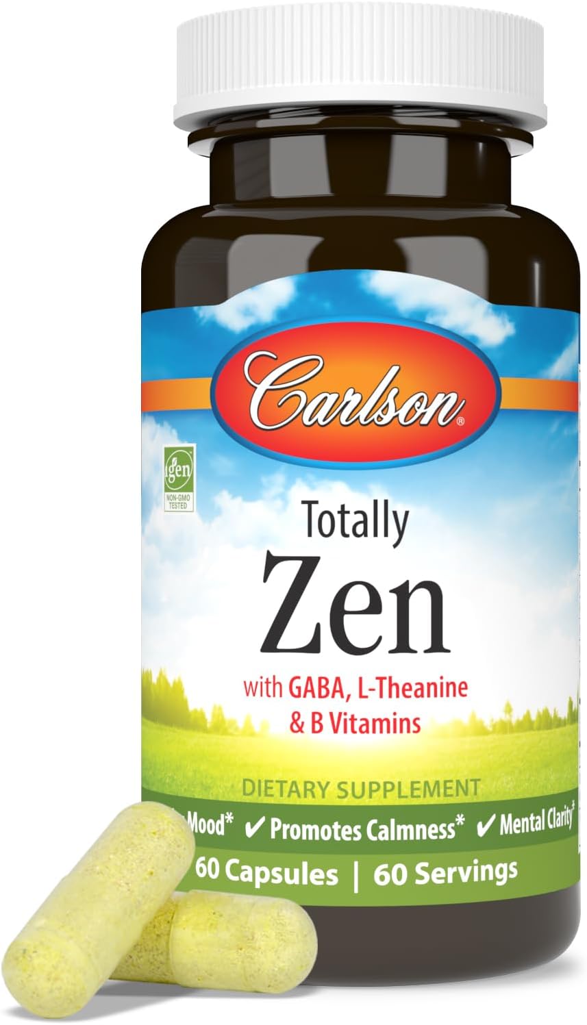Carlson Totally Zen: GABA, L-Theanina y Vitaminas B, 60 Cápsulas