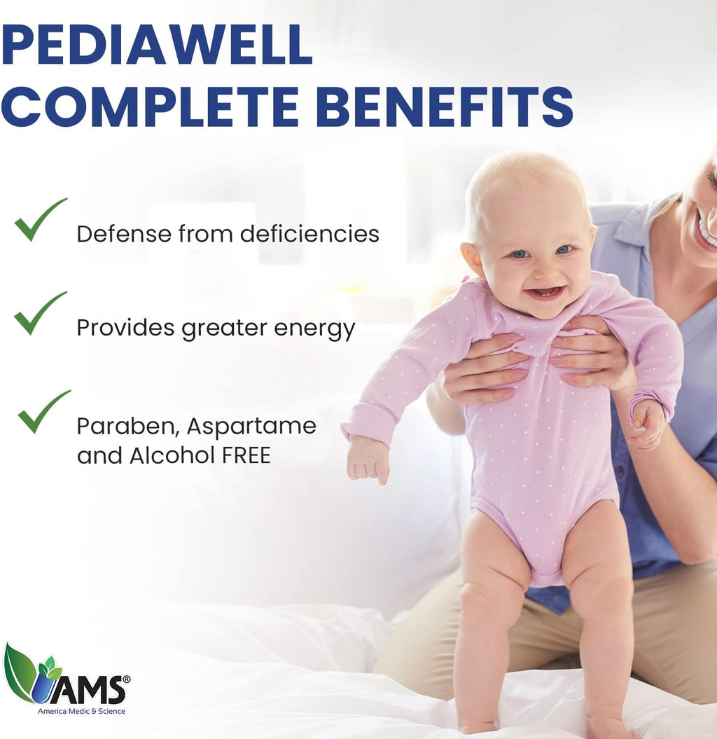 America Medic & Science PediaWell Complete Multivitamínico Líquido para Niños con Hierro y Vitaminas A y C - 50 ml