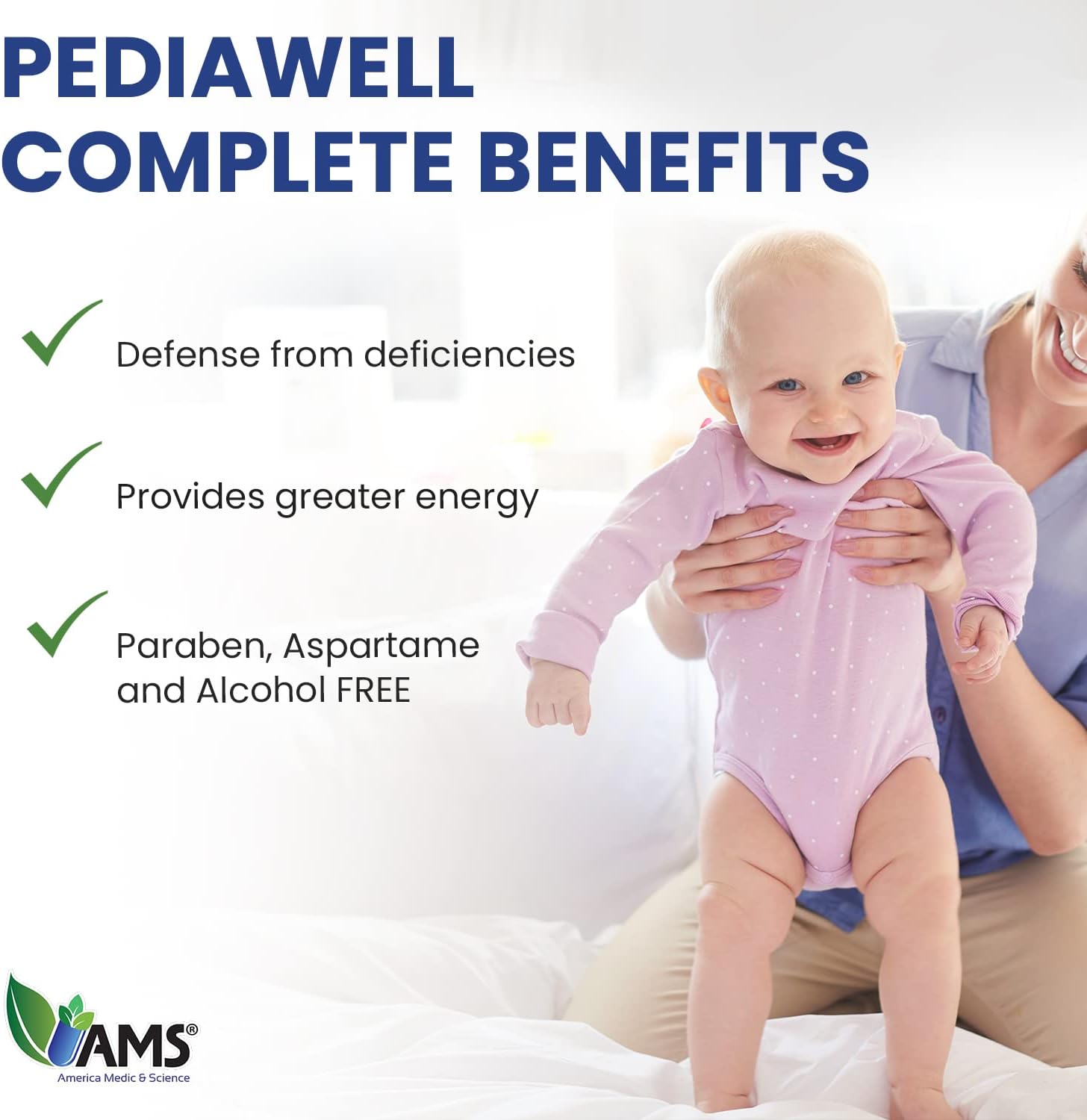 America Medic & Science PediaWell Complete Multivitamínico Líquido para Niños con Hierro y Vitaminas A y C - 50 ml