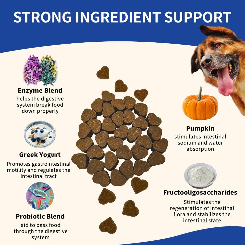 Baaww Probióticos para Perros - Alivio Diarrea, Apoyo Inmunológico, Salud Digestiva, 6 mil millones de UFC, 90 Masticables Sabor Cerdo para Todas las Razas