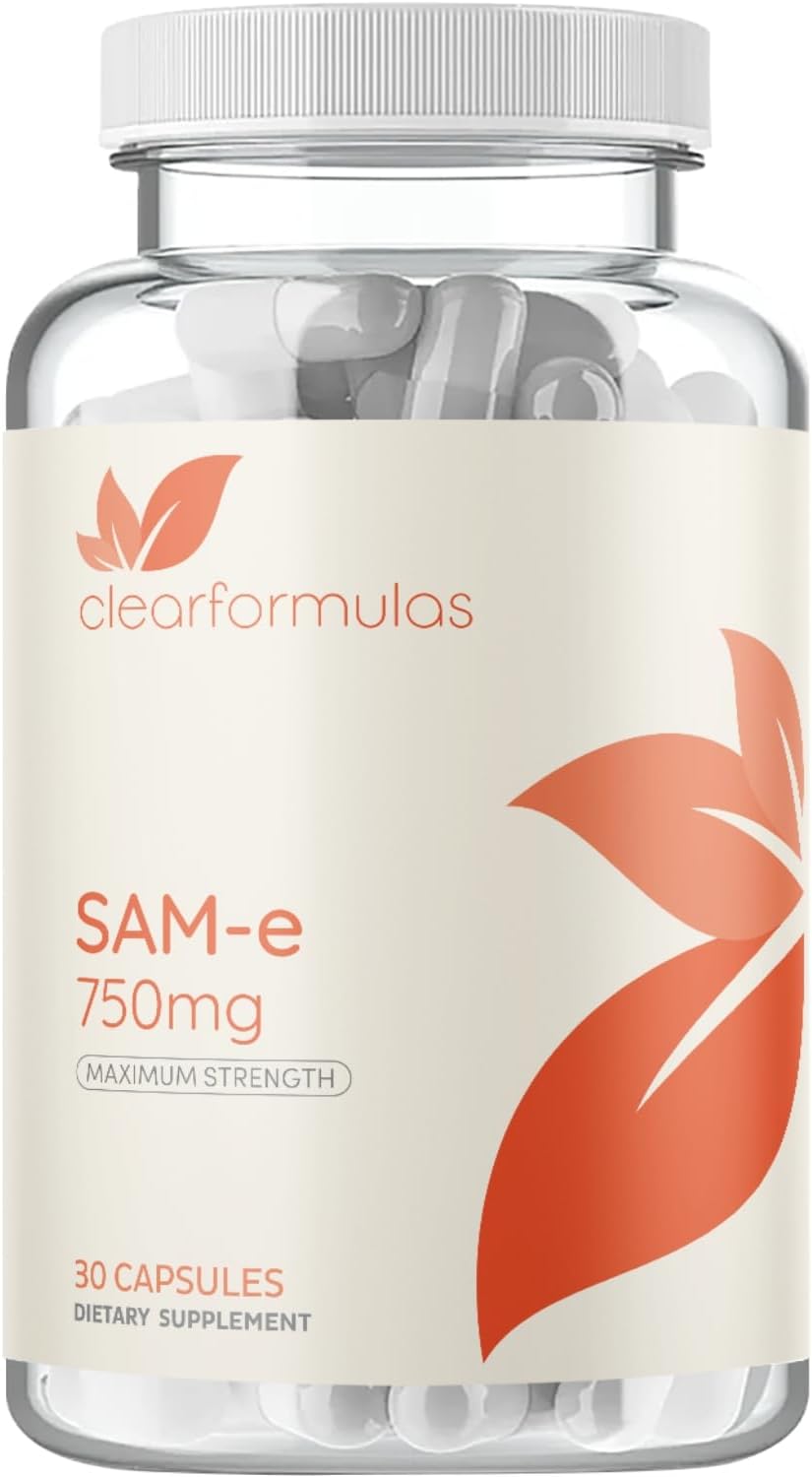 Clear Formulas Bioactive SAM-e 750mg - 90 Cápsulas - Suplemento de SAM-e de Alta Resistencia con Forma S,S Biológicamente Activa - Vegano, Sin OGM, Sin Conservantes - Fabricado en EE.UU.