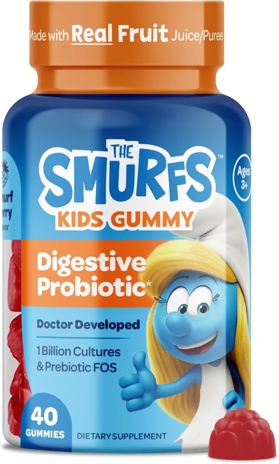 Smurfs Pre and Probiotics for Kids Gummies - 40 gominolas con probióticos y prebióticos