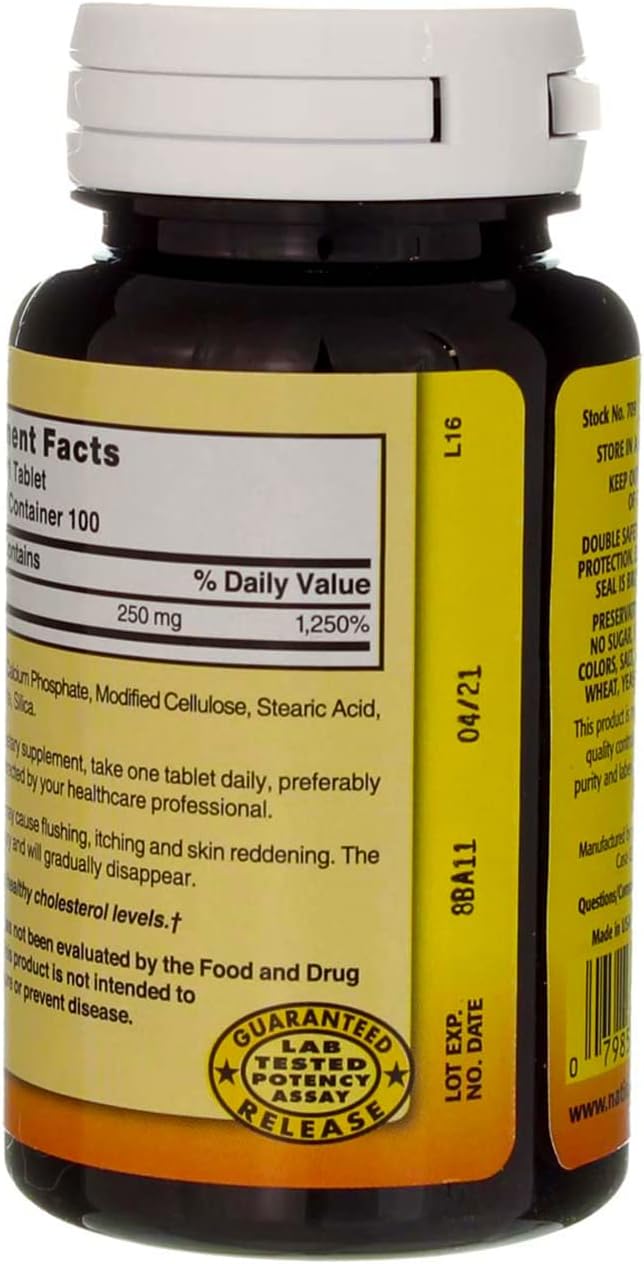 Nature's Blend Niacina de Liberación Sostenida 250 mg, 100 Comprimidos