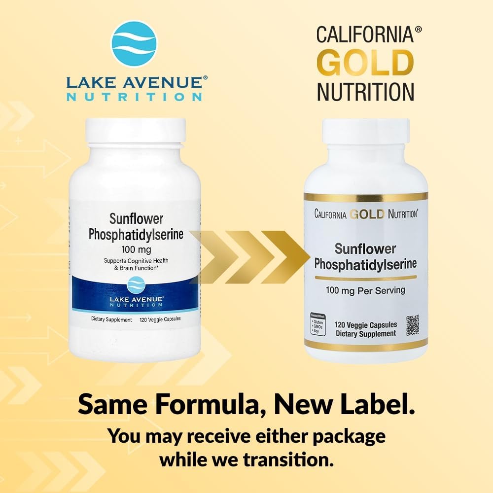 California Gold Nutrition Sunflower Phosphatidylserine, 100 mg, 120 Cápsulas Vegetales