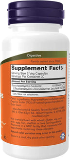 Now Saccharomyces Boulardii - 120 Cápsulas Vegetales